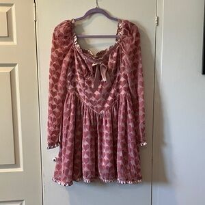 Pink burnt velvet heart dress by Pellucid
